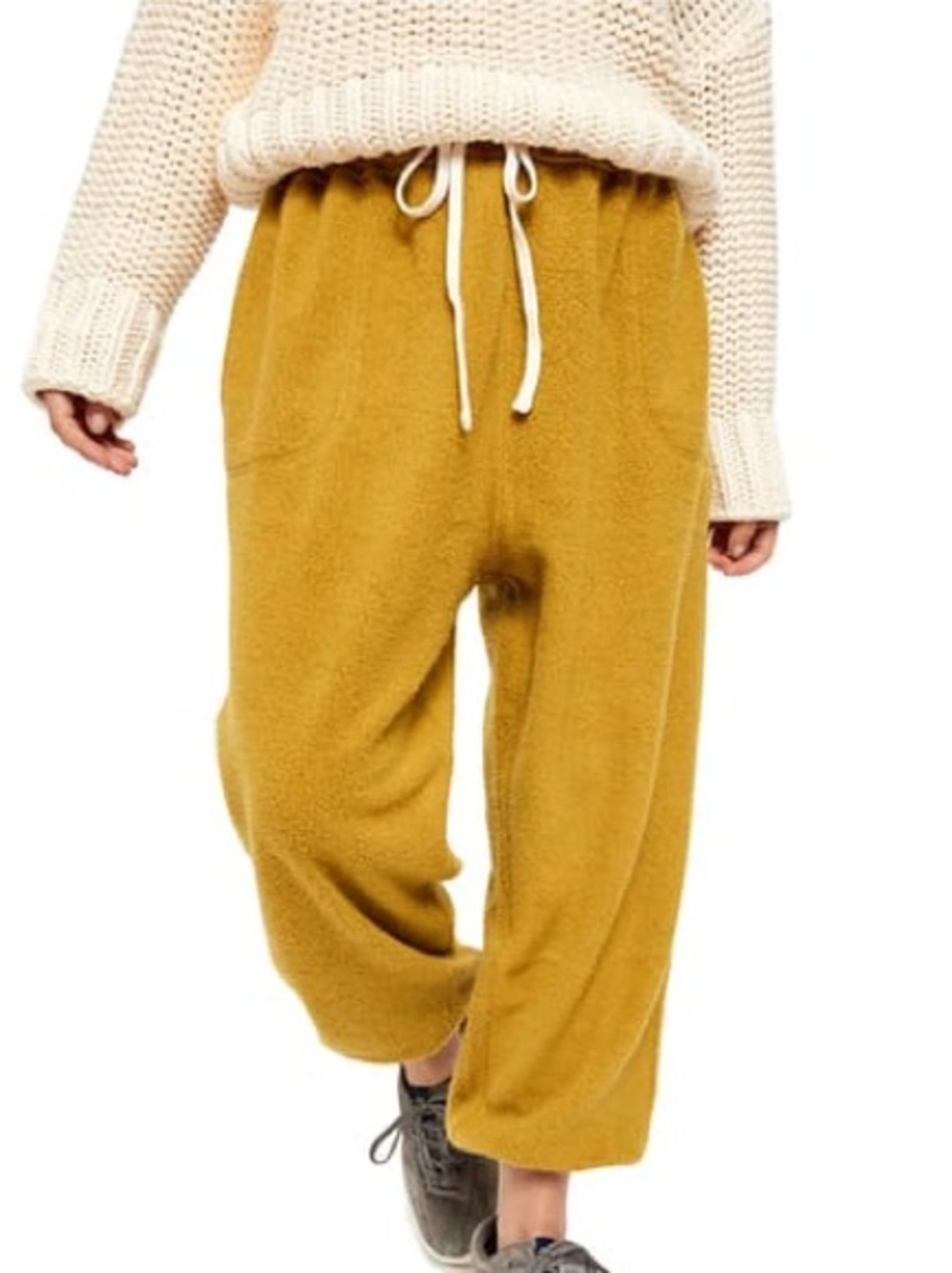 Free People Mustard Yellow Plush Jogger Pants